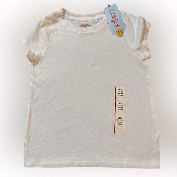 👕nwt  4-5 Cat & Jack White Kids T-Shirt - Picture 1 of 1